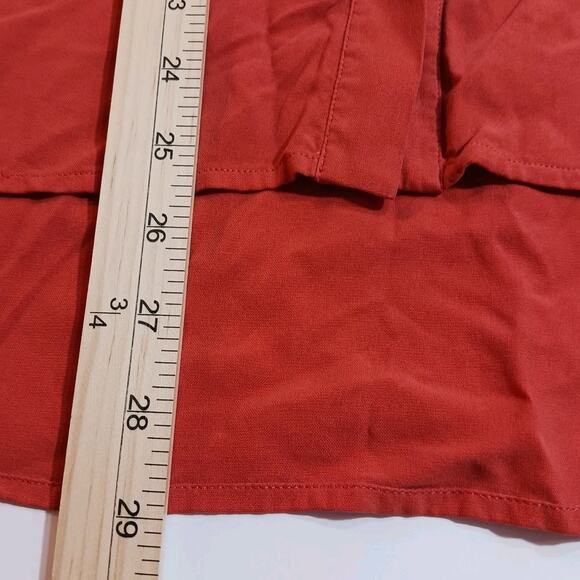 BCBGMaxAzria Jennan Sleeveless Button Up Blouse Large Silk Orange Hi-Lo EUC - Picture 8 of 8